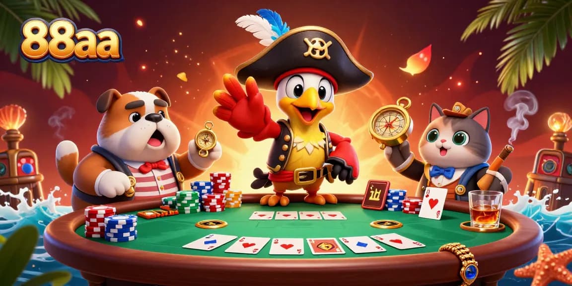 Engage with exciting poker action at 88aa, featuring dynamic characters and vibrant casino elements.