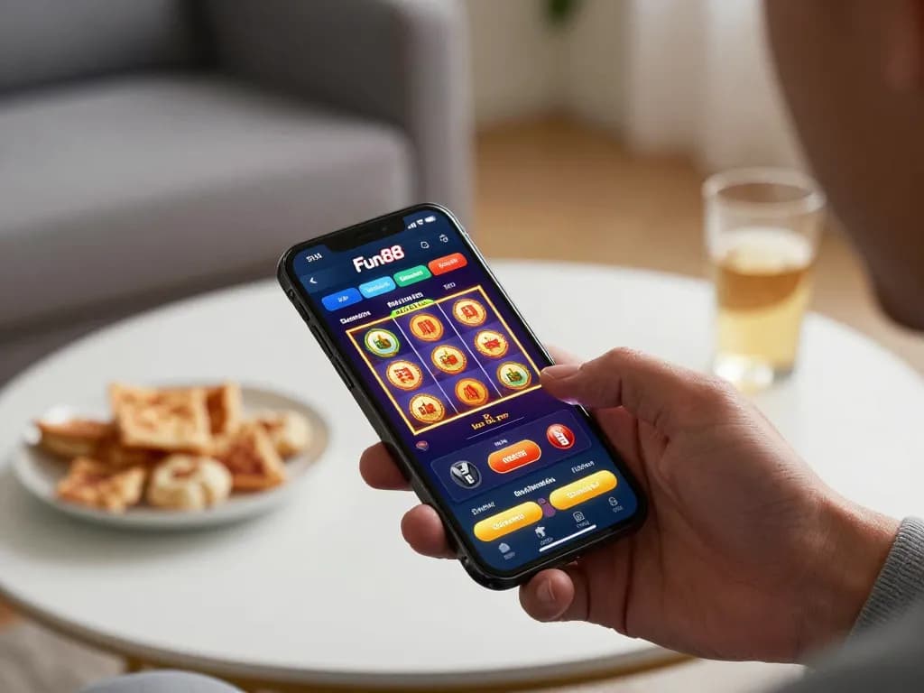 Engage with Fun88's thrilling gaming experience through a vibrant mobile app interface showcasing exciting bets.