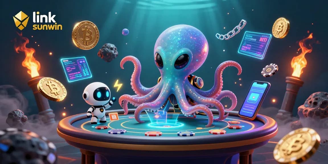 Experience the thrill of playing at link sunwin with our vibrant gaming scene featuring an alien octopus.
