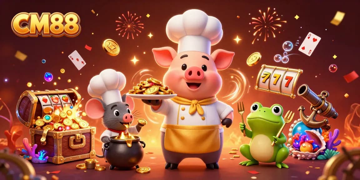 Engage with CM88's exciting casino offerings featuring a chef and treasure elements.