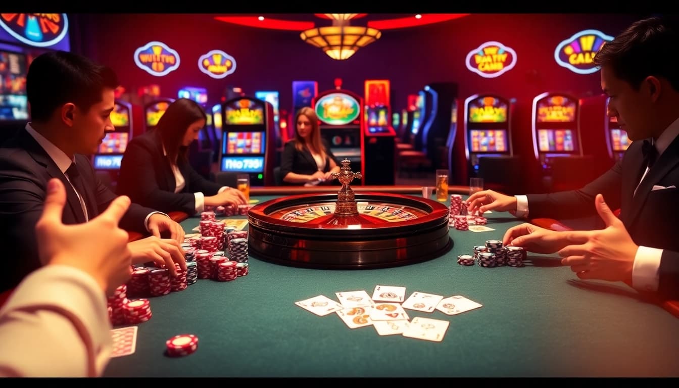 Engage with exciting gameplay at nk88’s vibrant casino scene featuring poker chips and roulette.
