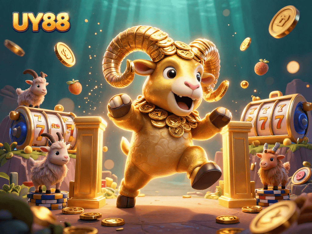 Engage with UY88 to win exciting prizes at a slots-themed casino illustration