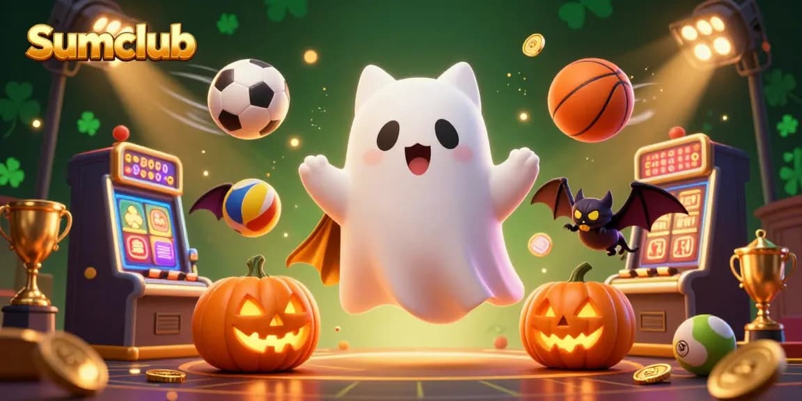 Experience thrilling gambling at Sumclub with a vibrant ghost cat and dynamic casino elements.