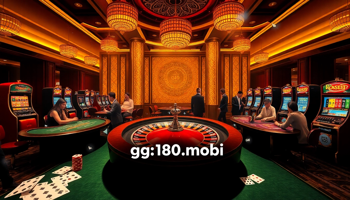 A dynamic casino scene showcasing exciting games at https://gg88.mobi/ with vibrant tables and animated play.