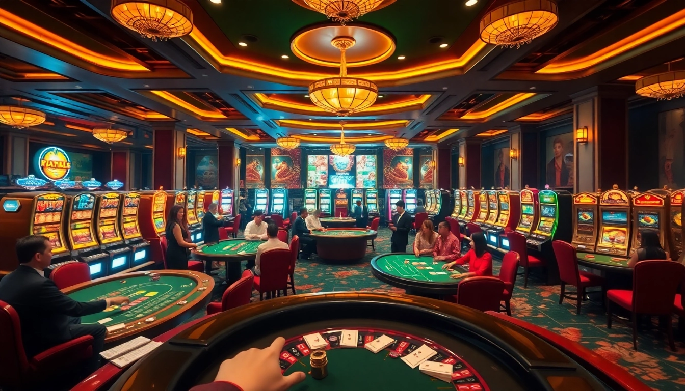 Engaging players at luxurious 789 BET casino tables in a vibrant gambling atmosphere.