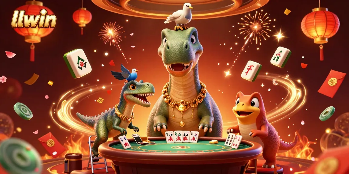 Experience thrilling gameplay at llwin as a dinosaur dealer oversees a dynamic casino scene filled with excitement.