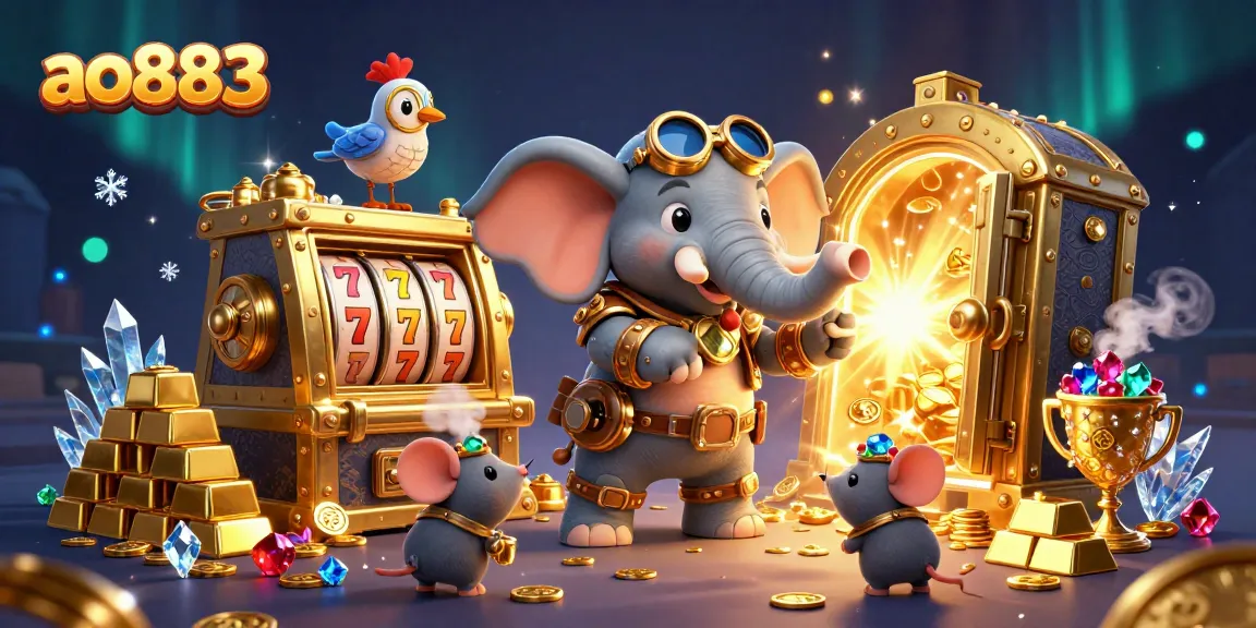 Experience thrilling wins at ao883 with a steampunk elephant engineer playing dynamic slots.