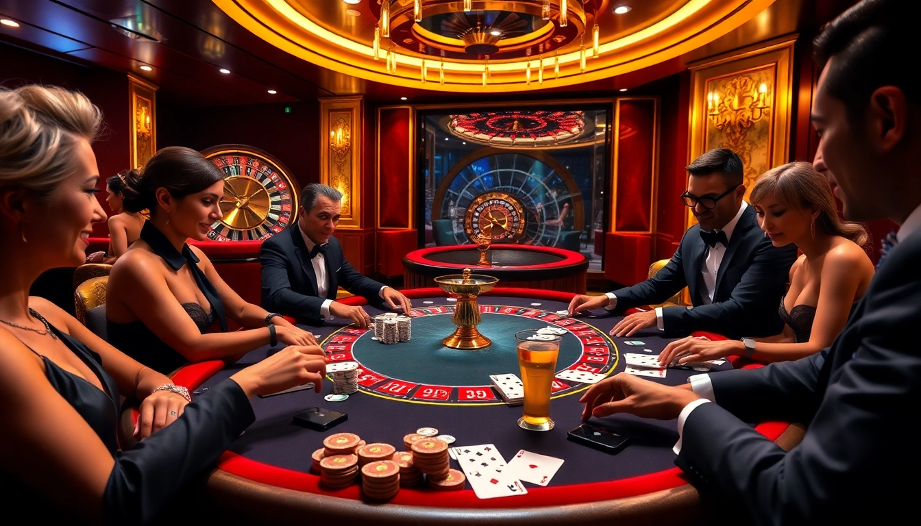 Players enjoying a high-stakes poker game at the 22jl club casino table.