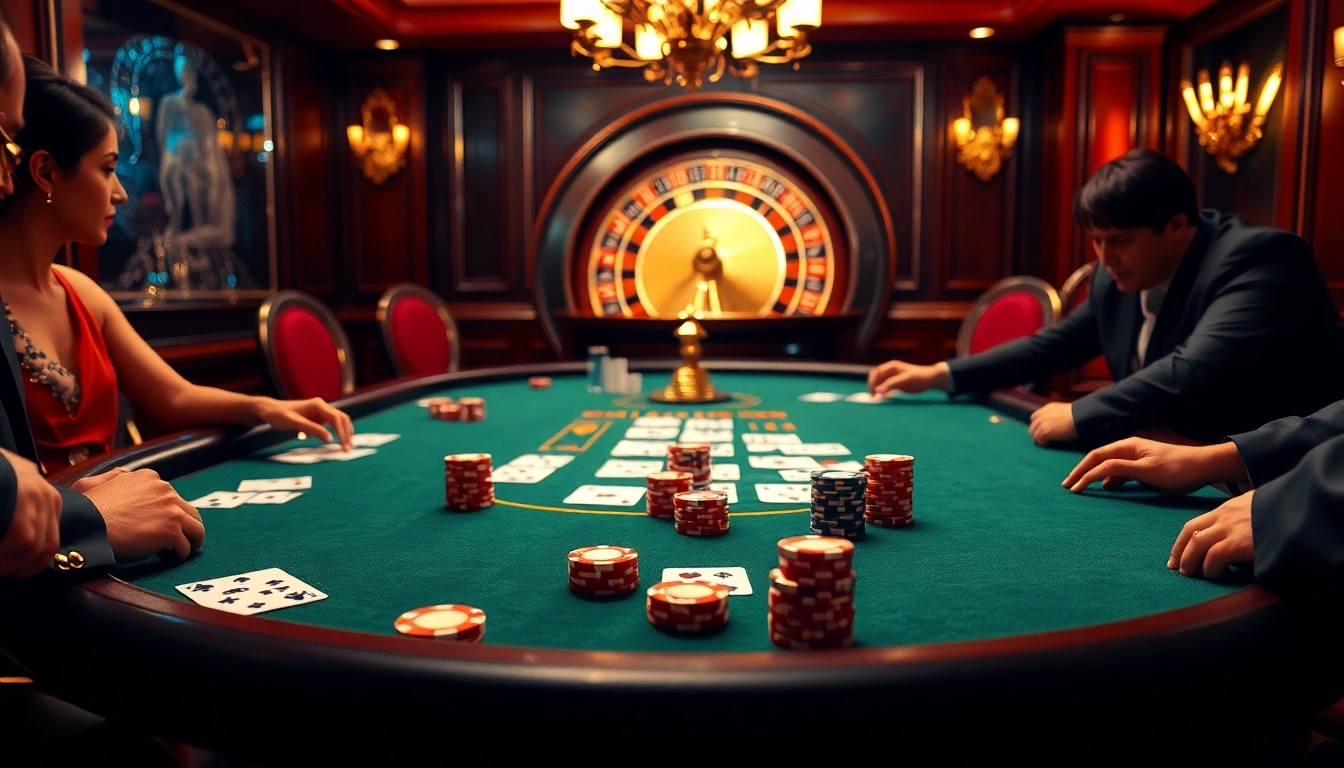 Experience high-stakes poker action at https://da88st.com/ with an elegant casino setting.