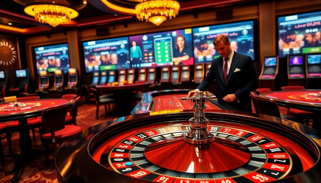 Engaging casino scene featuring Ee88's colorful roulette wheel and vibrant gambling atmosphere.