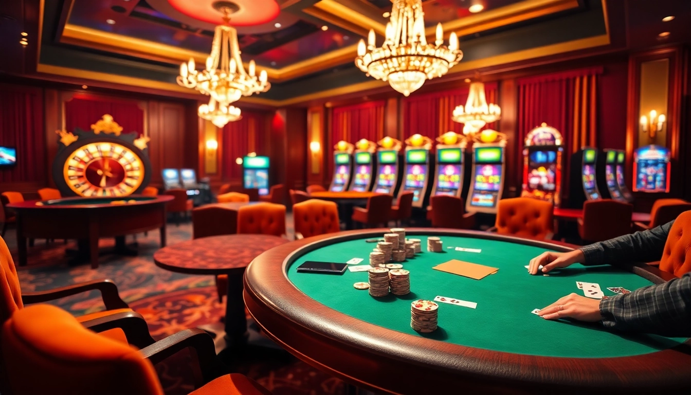 Experience thrilling gameplay at MM88 with vibrant poker tables and exciting slot machines.