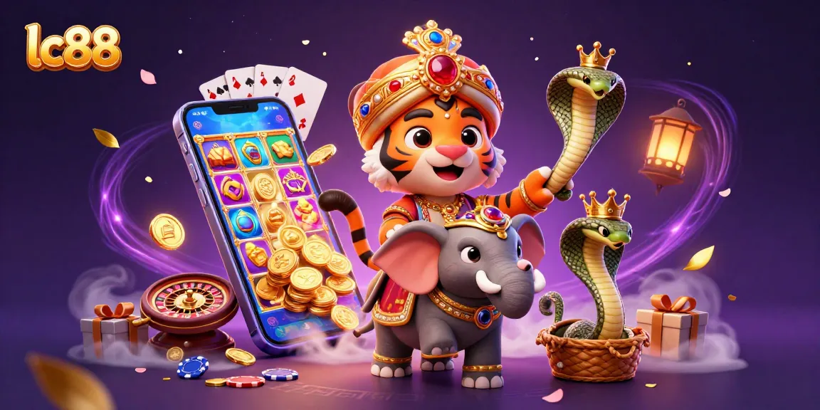 lc88 features vibrant 3D illustration of engaging casino-themed elements and characters.