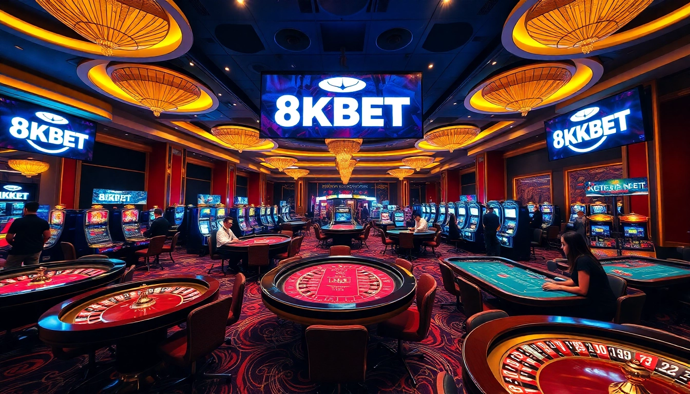 Experience thrilling gameplay at 8KBET casino with vibrant gaming tables and excitement.