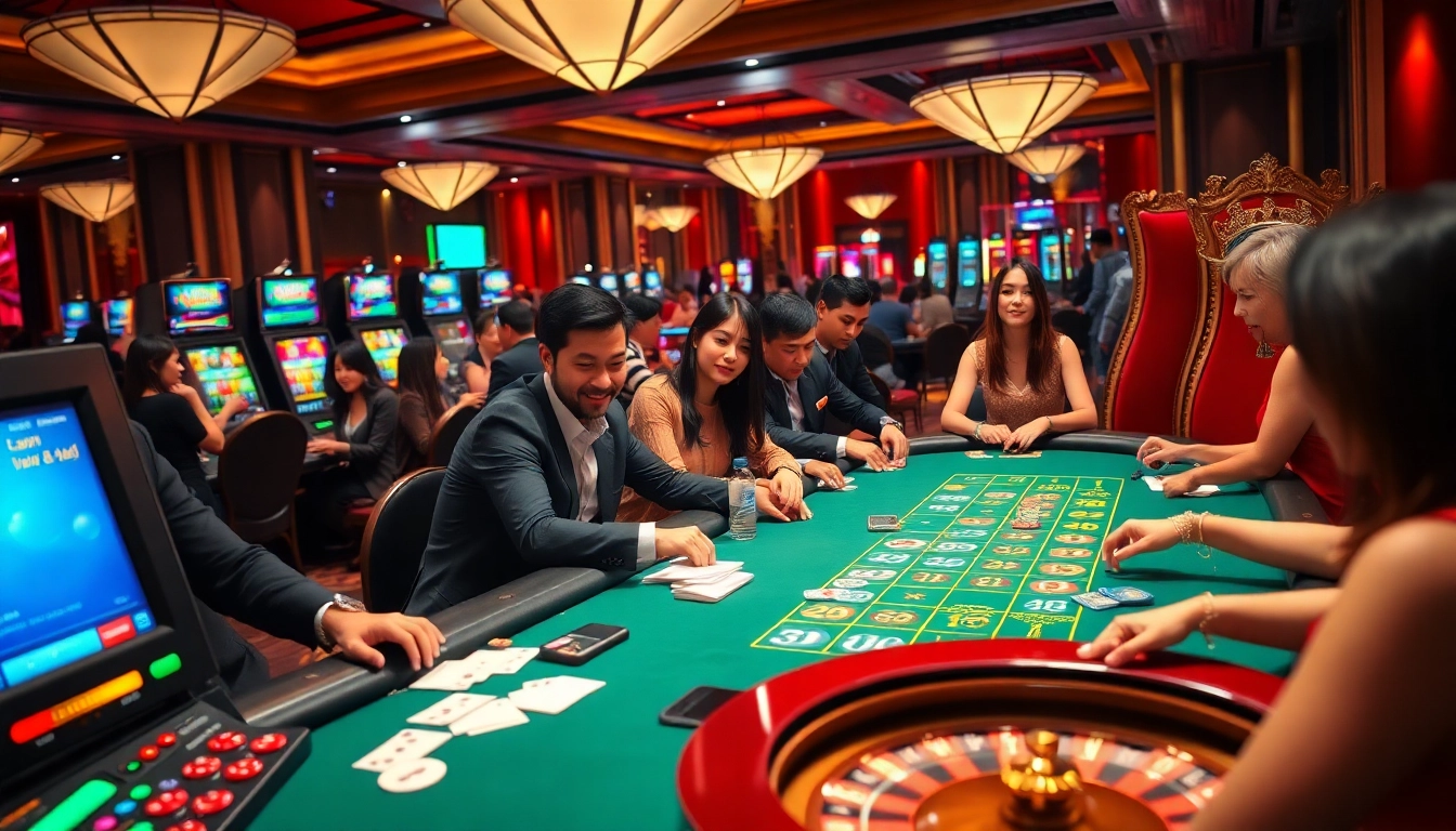 Players enjoying HM88 bet with vibrant casino tables and engaging gameplay.