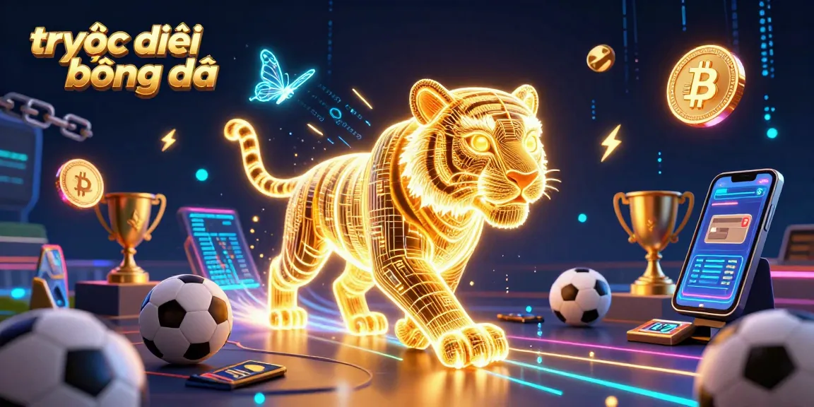Experience trực tiếp bóng đá in a dynamic scene with sports elements and digital energy.