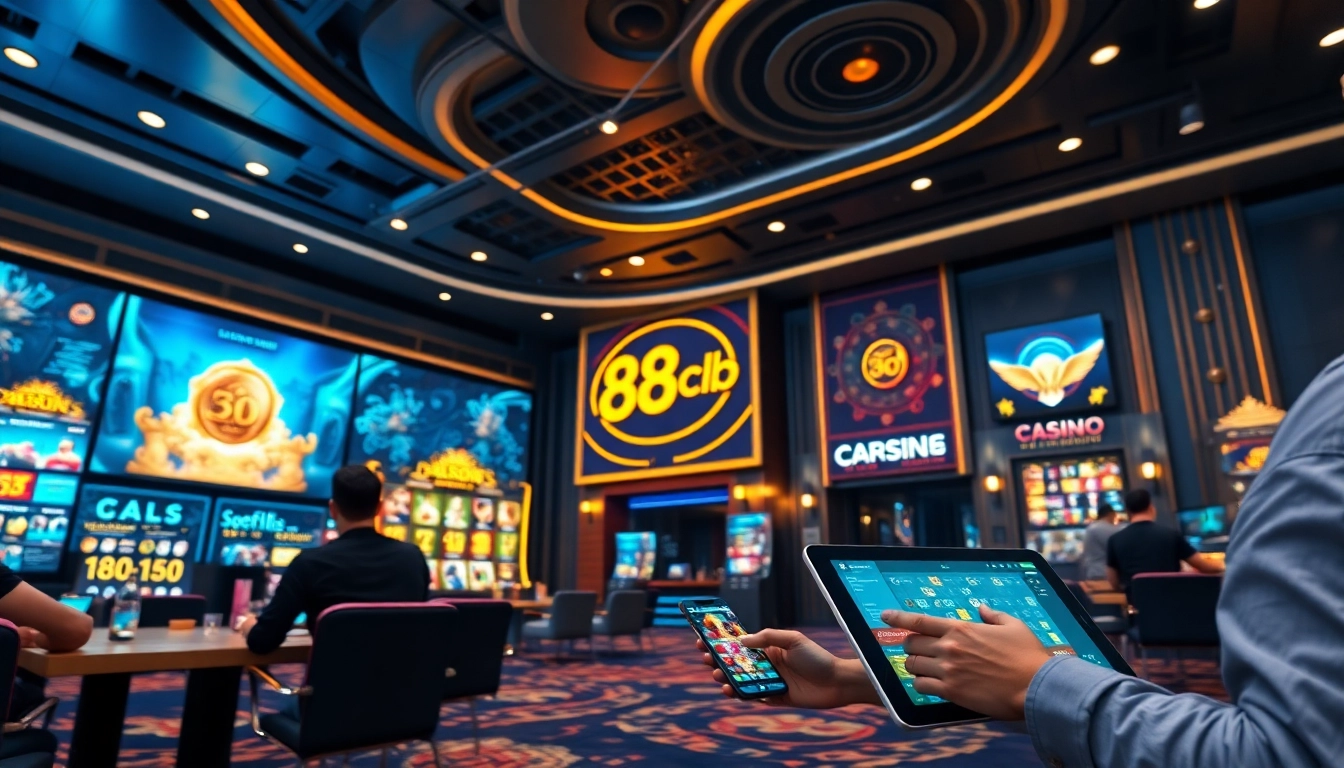 Experience the excitement of 88clb's modern online casino environment with sleek design and vibrant games.