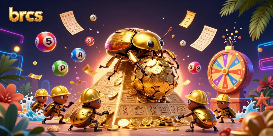 Experience the excitement at brcs with golden beetles transporting coins amidst vibrant gambling elements.