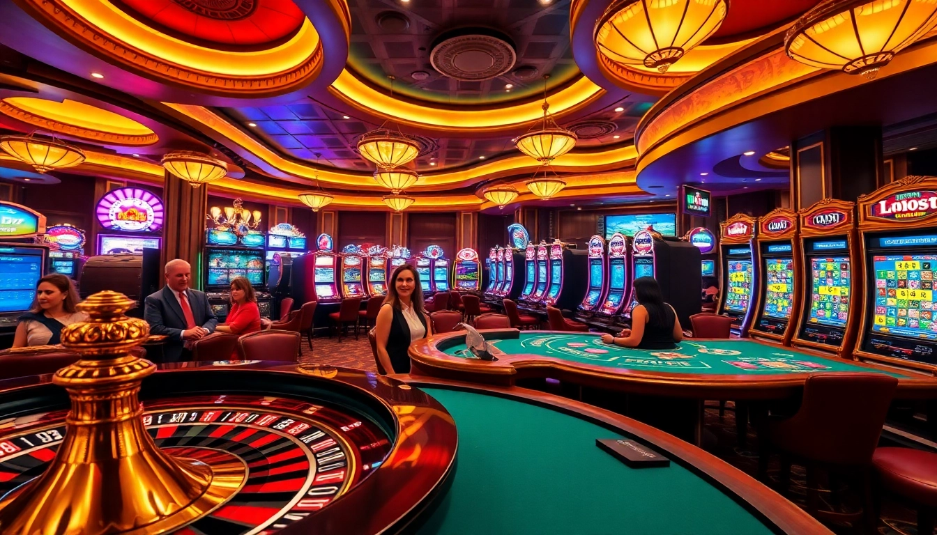Players enjoying a vibrant casino atmosphere, capturing the excitement of luck8 gaming experiences.