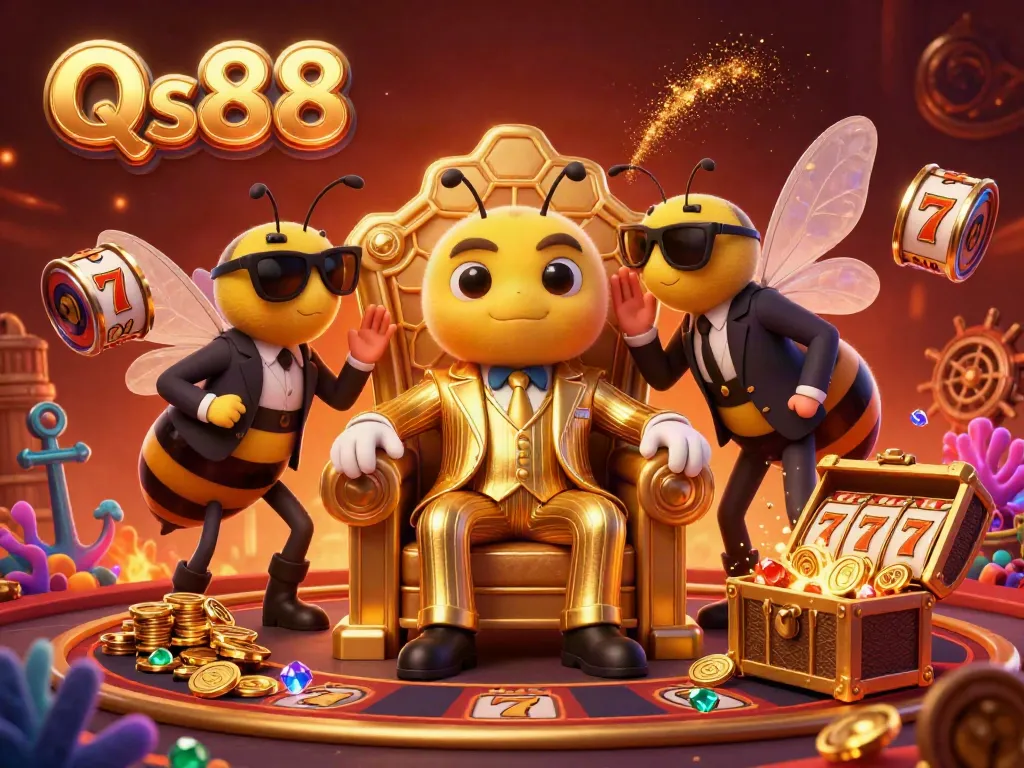 Experience the thrilling world of Qs88 with a captivating casino scene featuring dynamic characters and vibrant game elements.
