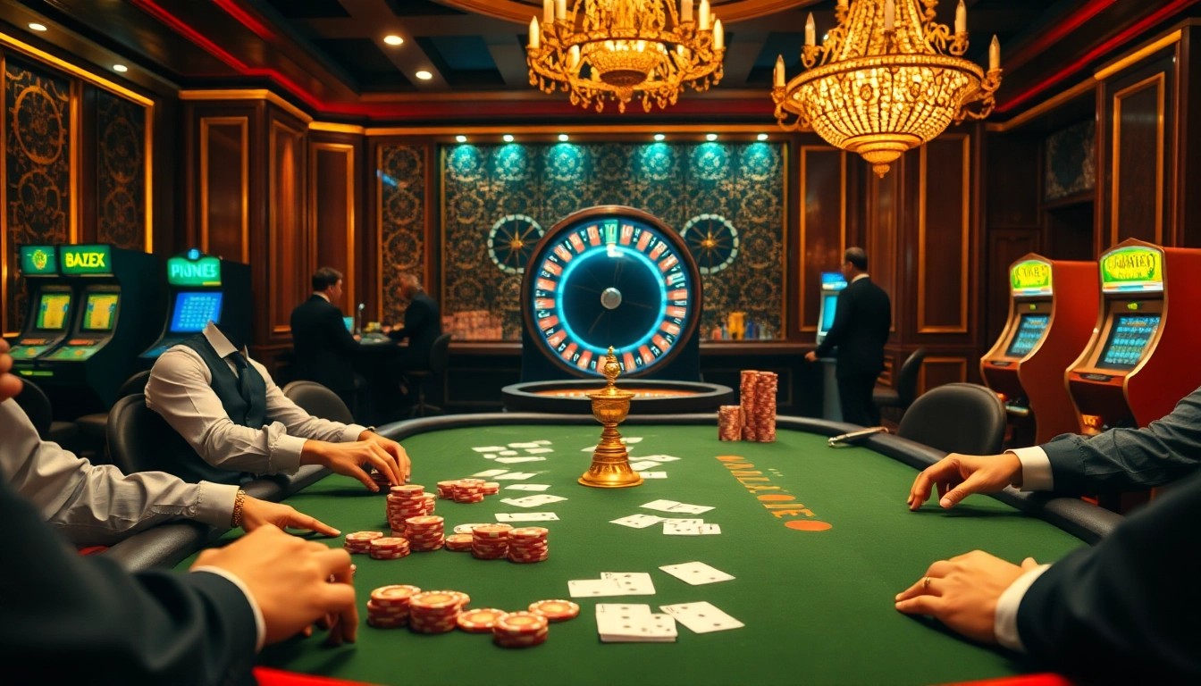 Experience thrilling gambling at https://98win9.bid/ with poker chips and cards on a vibrant casino table.