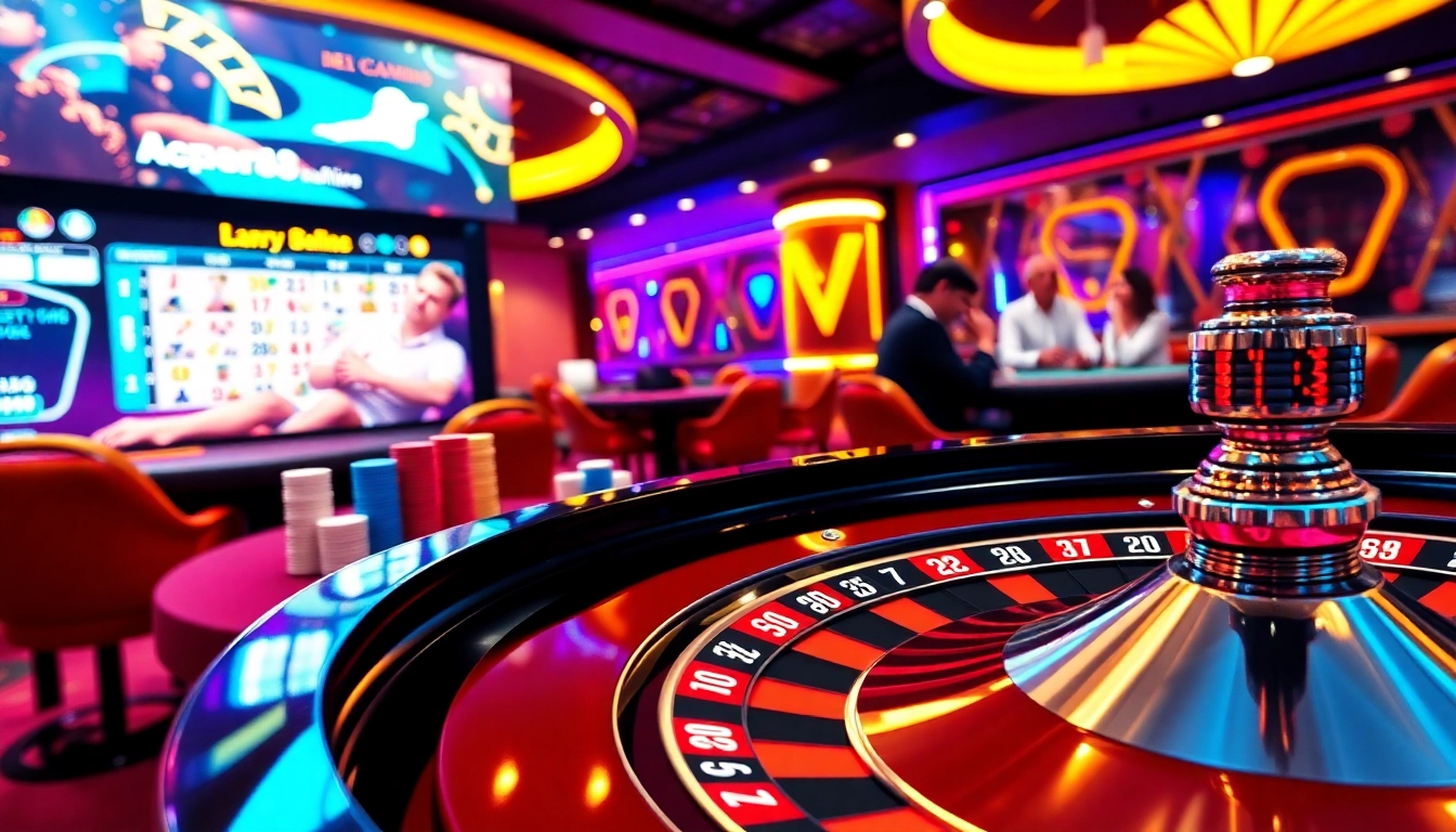 Experience exciting gameplay at https://lucky88j.world/ with vibrant casino visuals featuring roulette and poker.