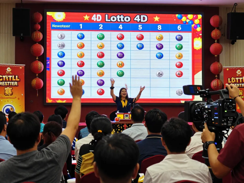 Audience eagerly watching the live 9 Lotto 4D lottery results reveal, colorful atmosphere and lottery excitement.