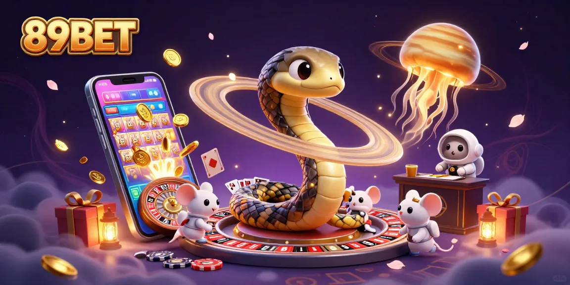 Engage in thrilling betting fun at 89BET with vibrant 3D cosmic casino illustration.