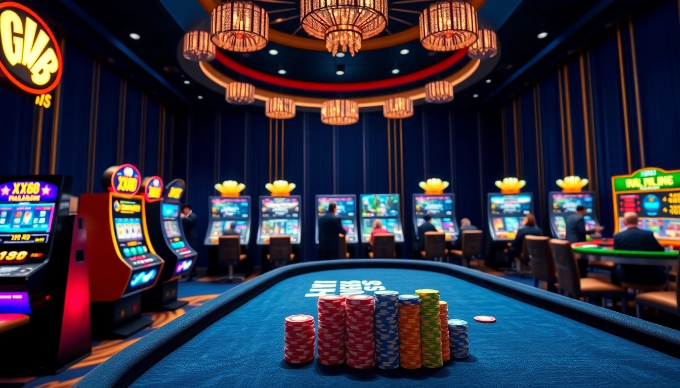 Experience thrilling online gambling with XX88 at luxurious casino tables and vibrant slot machines.