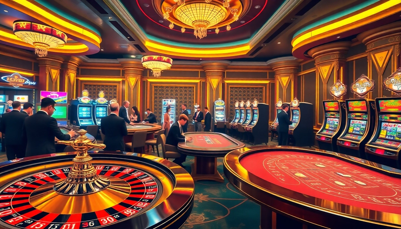 Experience the vibrant excitement at EE88 casino, with players engaging in thrilling games and high-stakes bets.