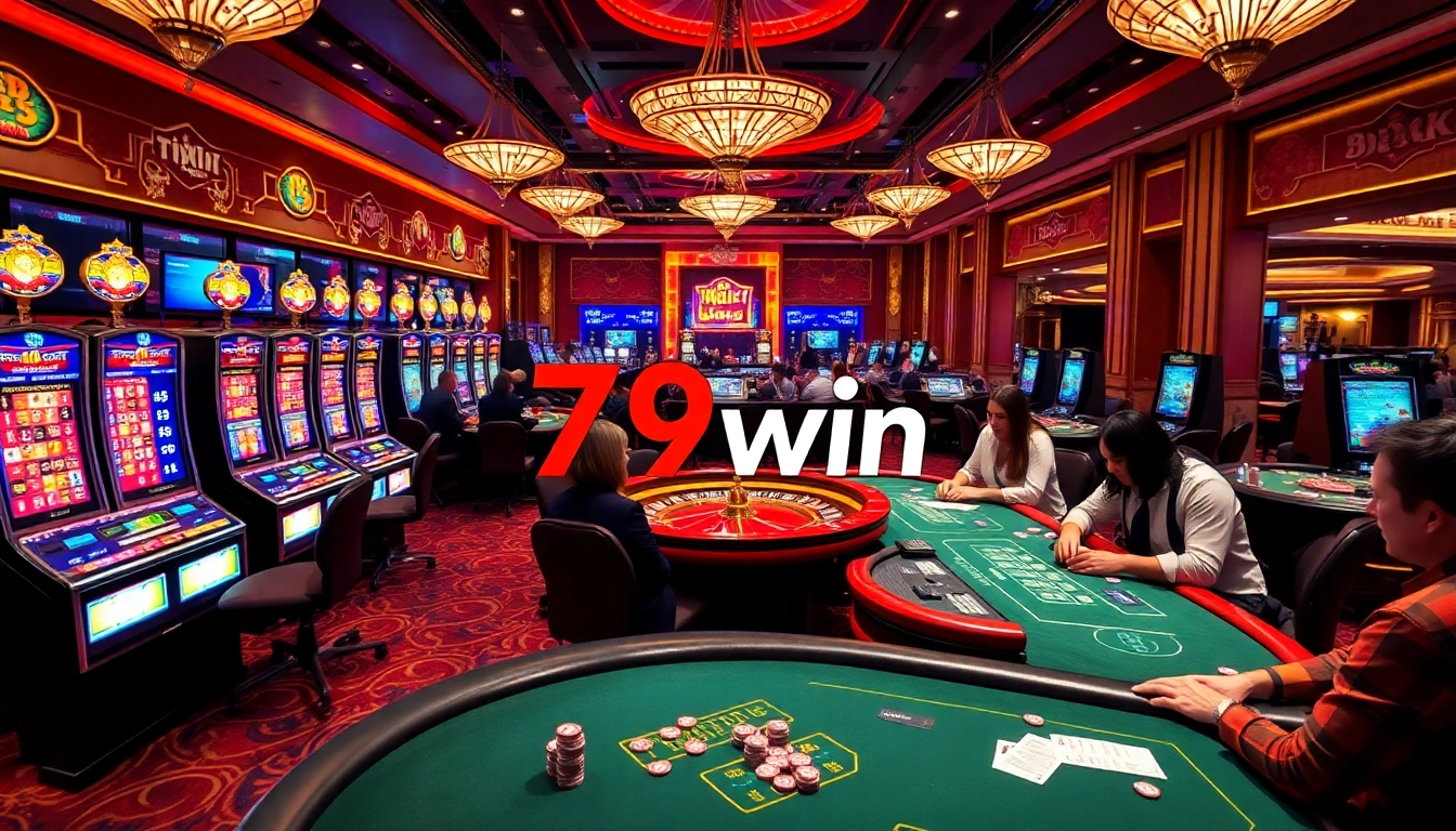 Experience high-stakes gaming at 79win's exciting casino with luxurious tables and vibrant slot machines.
