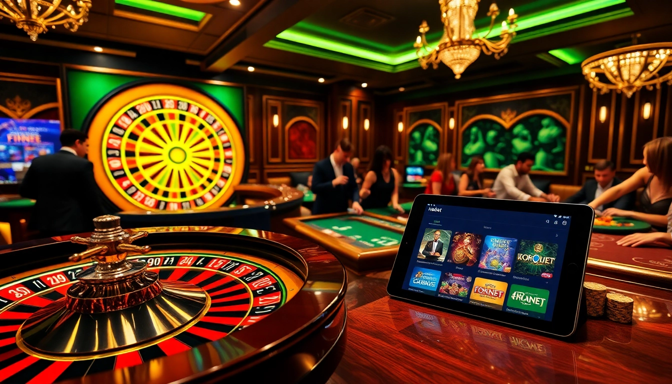 Players enjoying games at hubet.com in a luxurious casino environment filled with excitement.