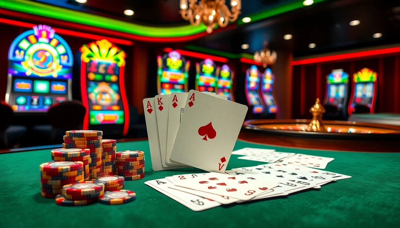 Experience high-stakes action at 98WIN's luxurious casino with poker chips and beautiful cards.