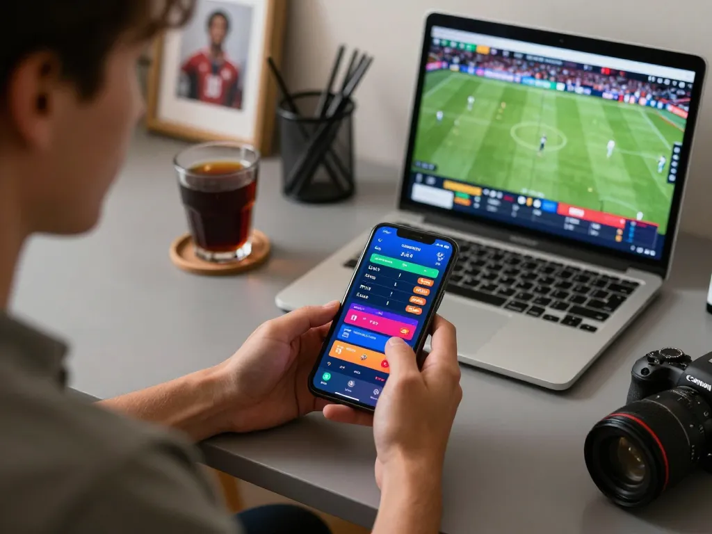 Engaging with the cm88 betting app on a smartphone during an exciting sports event.