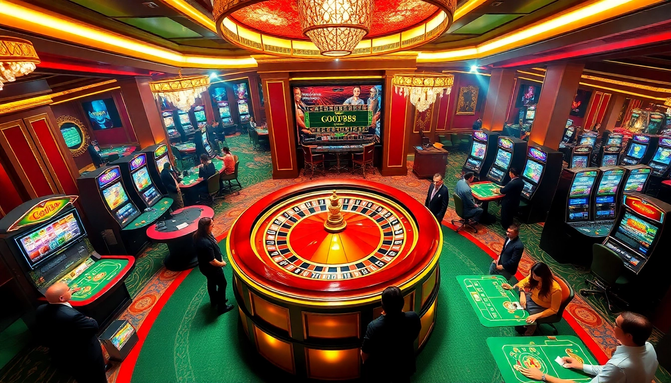 Participants experiencing the thrill of betting at Good88's luxurious casino scene.