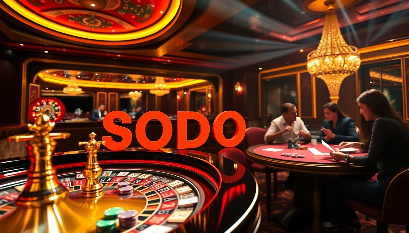 SODO66 players engaging at a vibrant casino table filled with excitement and luxury.
