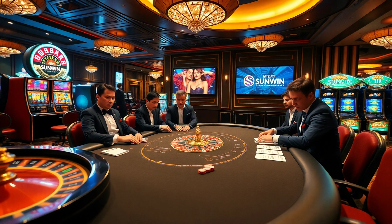Play intense poker at SUNWIN's luxurious casino gaming scene with captivating visuals.