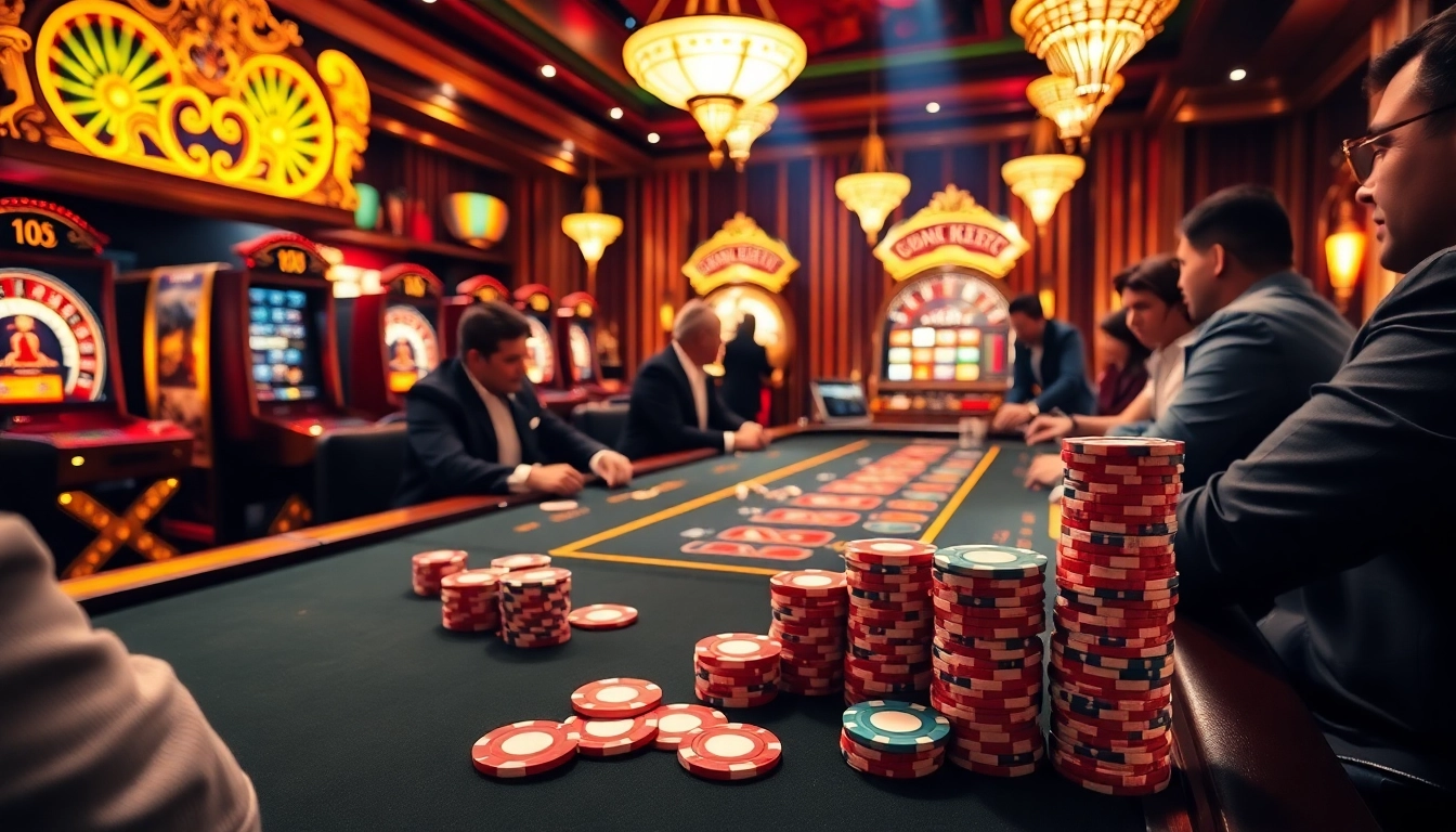 Exciting scene with players at a poker table, highlighting the thrills of gambling at https://net88.wtf/.