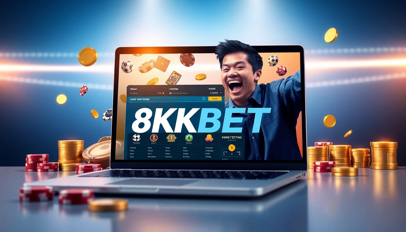 8kbet online betting platform showcasing a modern interface with vibrant casino elements.
