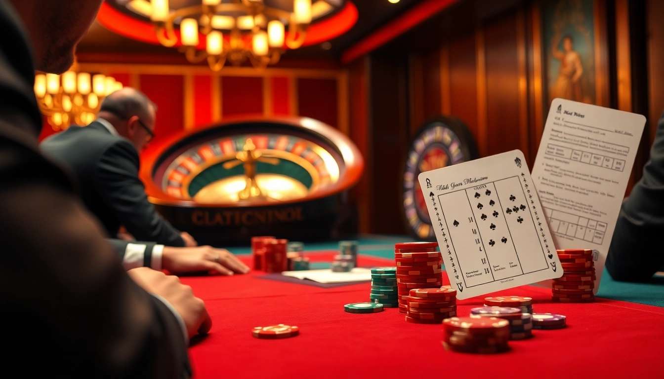 Players at a vibrant casino table engaged in a high-stakes game featuring BDTK1 betting slips.