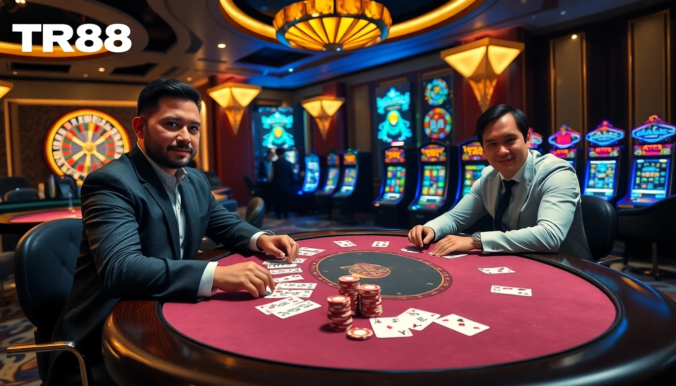Experience the excitement of TR88 at a vibrant casino table with engaging games.