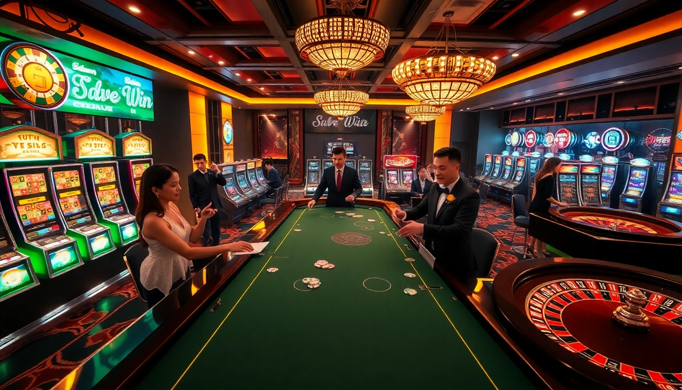 Experience the thrill of surewin casino gaming with luxurious tables and vibrant slot machines.