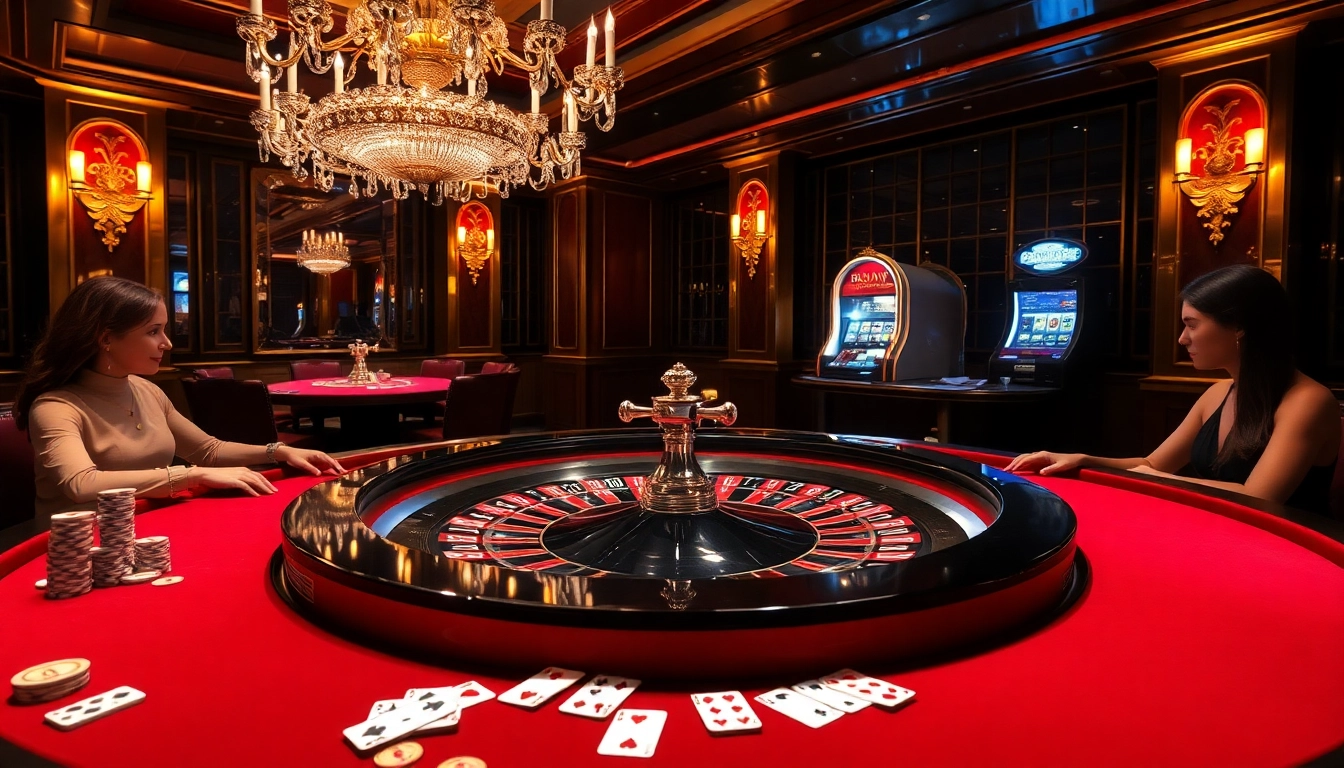 A high-stakes casino scene showcasing excitement and luxury with the theme "8DAY" highlighted on a roulette table.