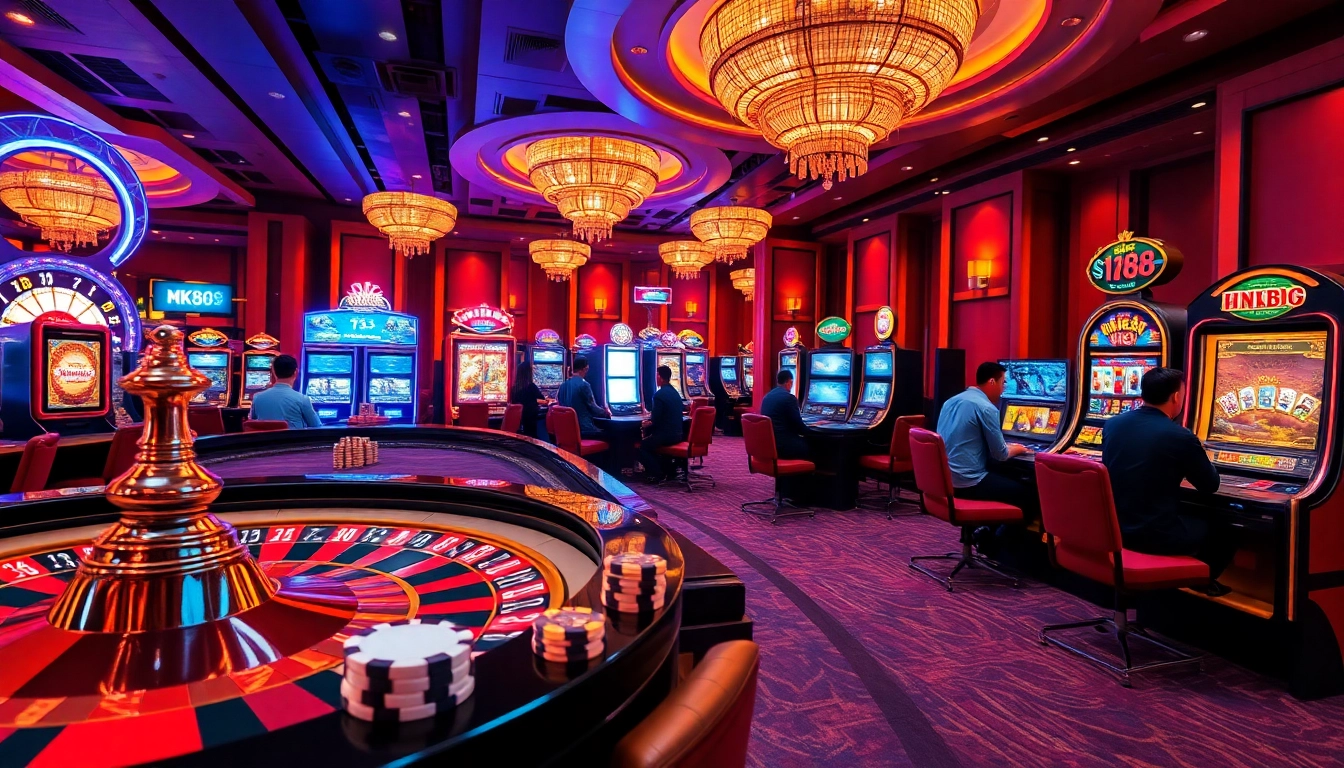 Exciting NK88 online casino scene showcasing vibrant gaming elements and luxury atmosphere.