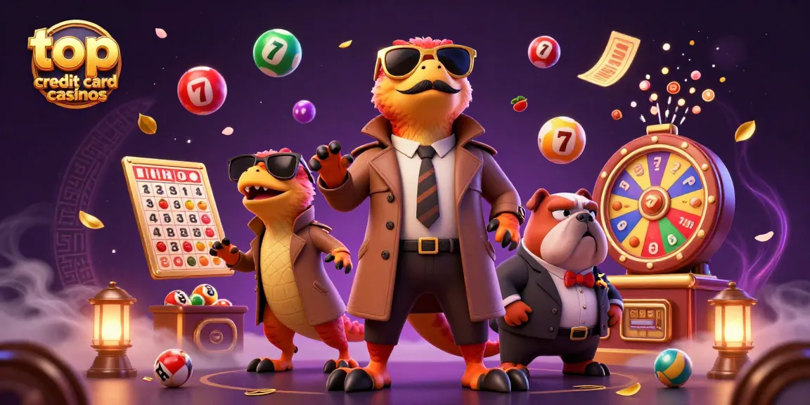 Experience the excitement of top credit card casinos with fun cartoon raptors in a casino scene.