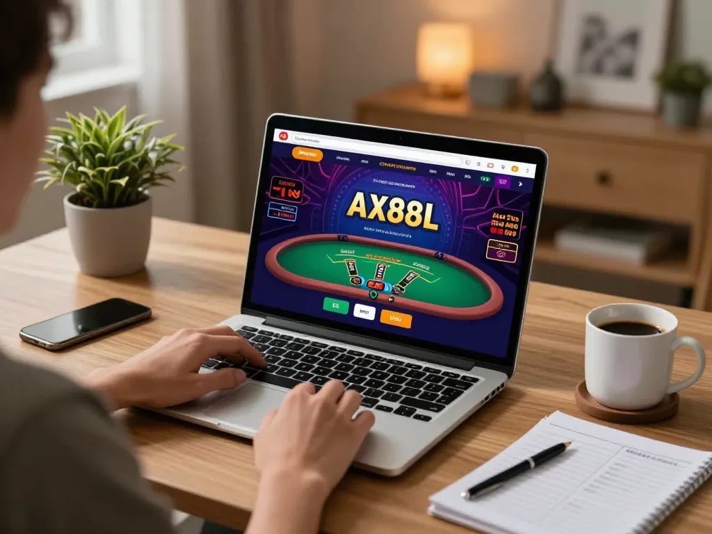 Engaging in a live dealer game on AX88's online casino platform, showcasing strategy and excitement.