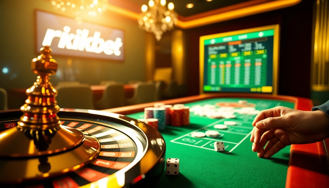 Experience the luxury of online gambling with rikbet's vibrant casino atmosphere featuring roulette and poker.
