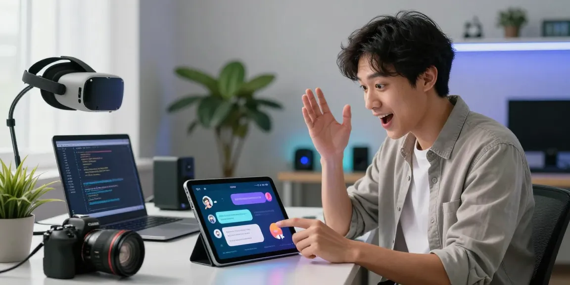 Engaging AI sex chat interaction on a tablet, highlighting innovative technology and user experience.
