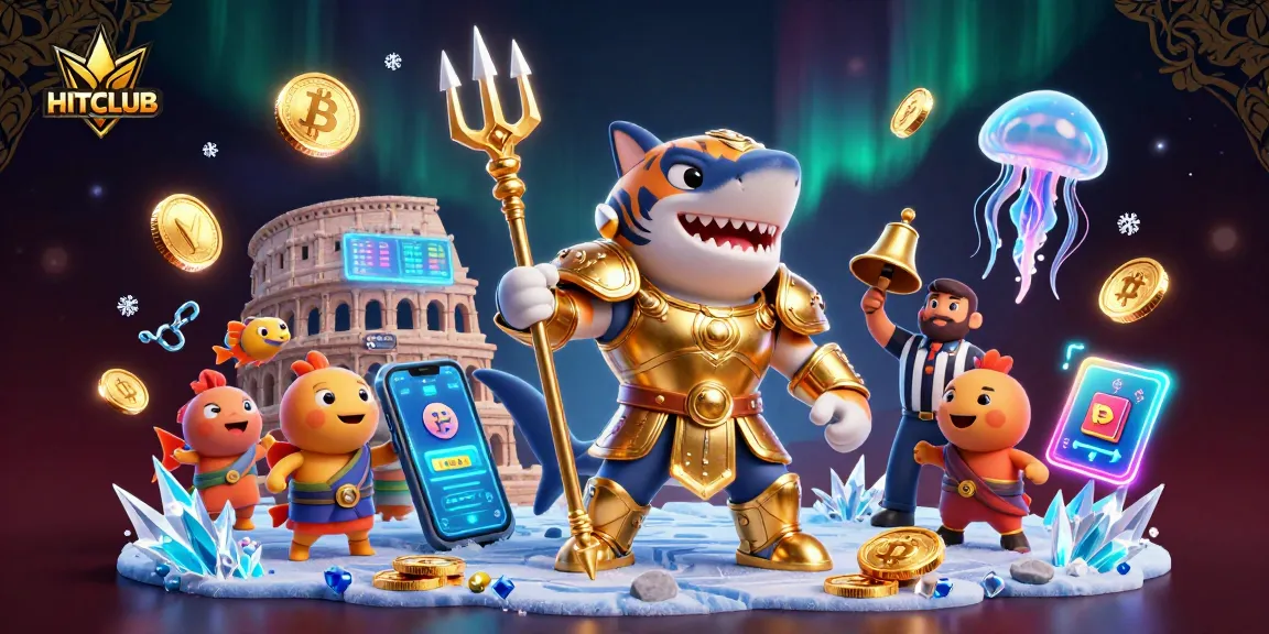 Experience HITCLUB's thrilling gaming environment with this 3D underwater colosseum scene featuring vibrant elements.