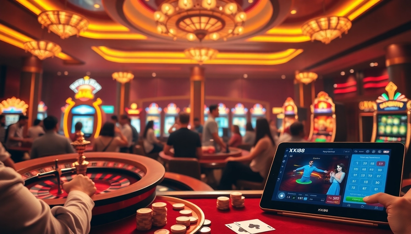 Experience excitement at https://xx88.host with vibrant slot machines and elegant roulette in a luxurious casino.