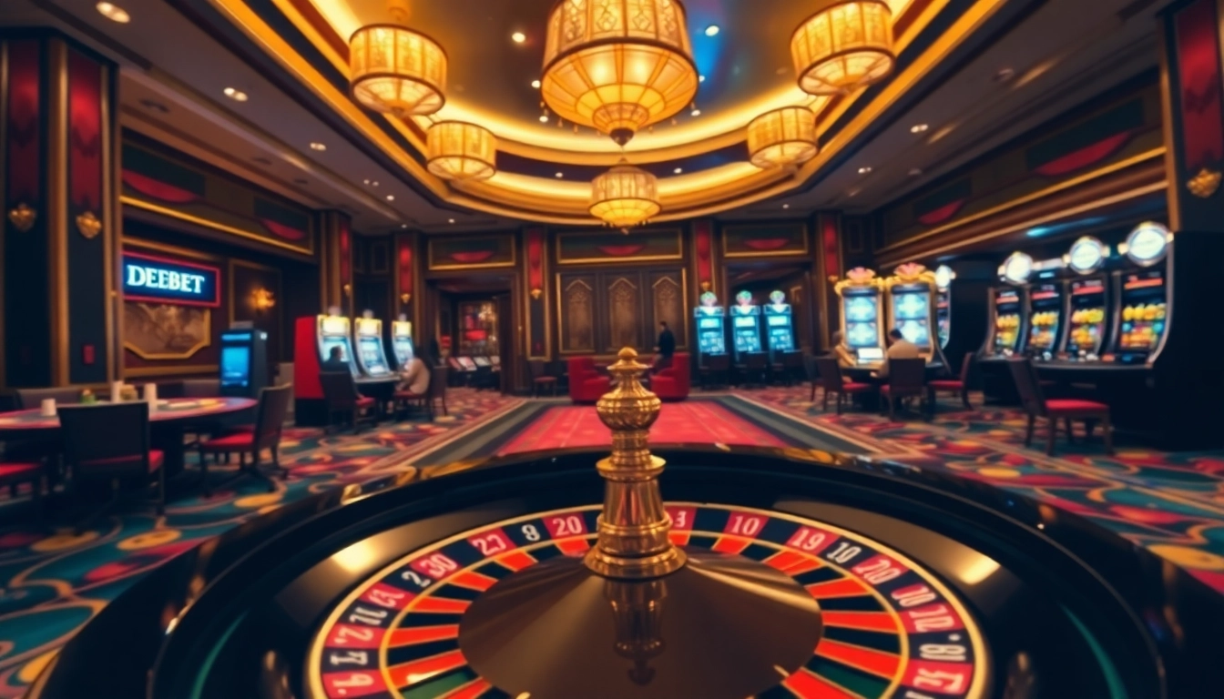 Experience the thrill at DEBET trang chủ as players engage in casino games with vibrant visuals.